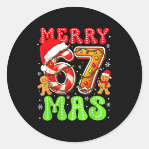 Funny Merry 67 Mas Christmas Holiday Women Kids Xm Classic Round Sticker