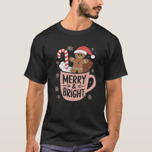 Funny Merry And Bright Christmas Gingerbread Man H T-Shirt
