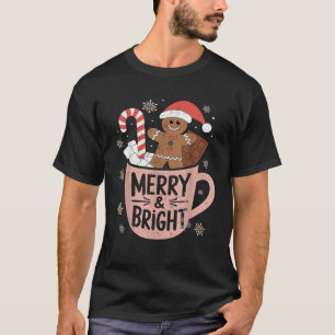Funny Merry And Bright Christmas Gingerbread Man H T-Shirt