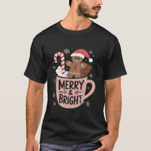 Funny Merry And Bright Christmas Gingerbread Man H T-Shirt
