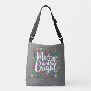 Funny Merry and Bright Christmas Lights Xmas Holid Crossbody Bag