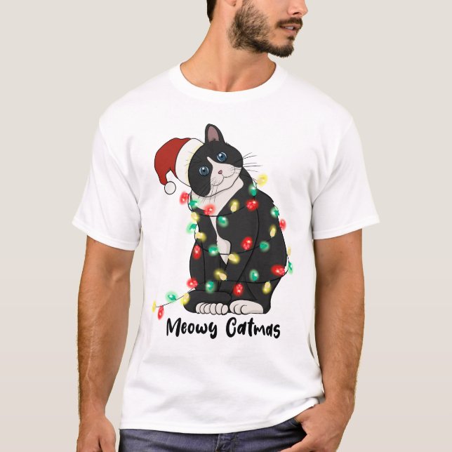 Funny Merry Catmas Cat T-Shirt (Front)