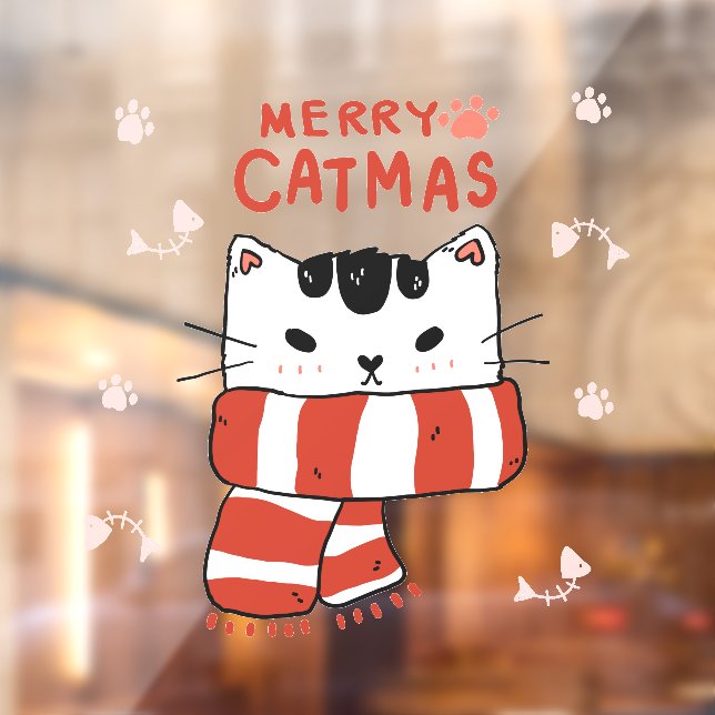 Funny Merry Catmas Funny Christmas Season Cat Window Cling (Sheet 2)
