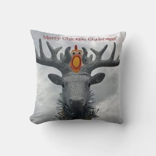 Funny Merry Chicken Christmas Pillow! Throw Pillow
