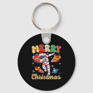Funny Merry Christmas Astronaut Dabbing Space Snow Keychain