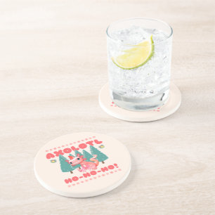 Funny Merry Christmas Axolotl Ho-Ho-Ho! Coaster