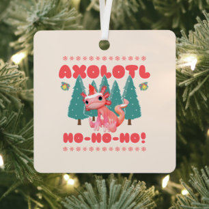 Funny Merry Christmas Axolotl Ho-Ho-Ho! Metal Ornament