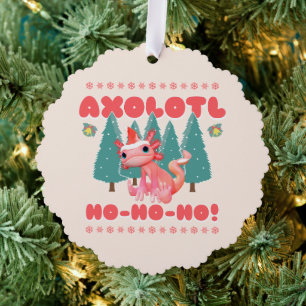 Funny Merry Christmas Axolotl Ho-Ho-Ho! Ornament Card