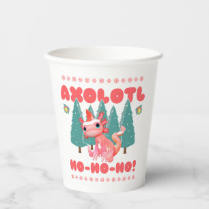 Funny Merry Christmas Axolotl Ho-Ho-Ho! Paper Cups