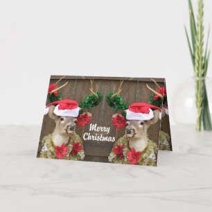 Funny Merry Christmas Buck Whitetail Deer Holiday Card
