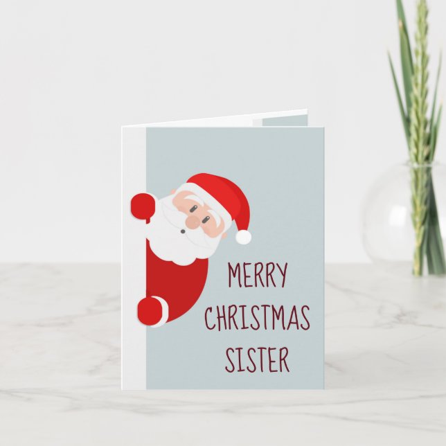 Funny Merry Christmas Card Sister Santa (Front)