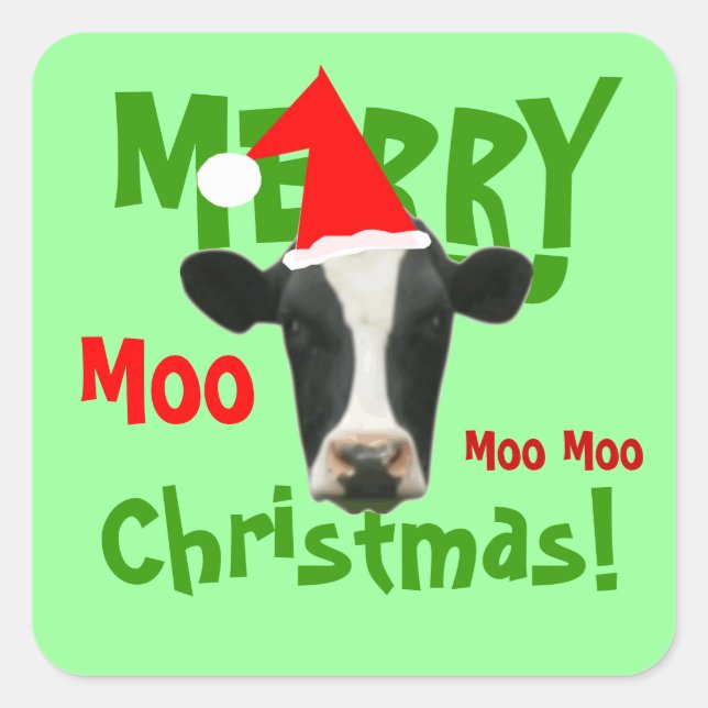 Funny Merry Christmas Cow Stickers (Front)