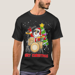 Funny Merry Christmas Drum And Santa Drummer T-Shirt