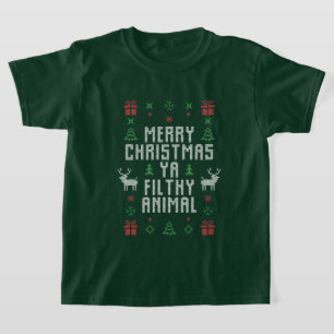 funny Merry Christmas filthy animal word art T-Shirt