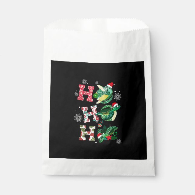 Funny Merry Christmas HO HO HO Turtle Santa Favour Bag (Front)