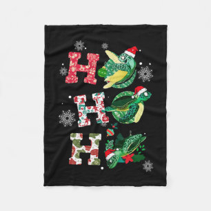 Funny Merry Christmas HO HO HO Turtle Santa Fleece Blanket