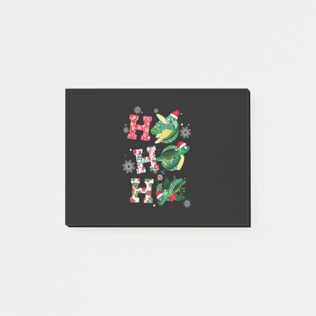 Funny Merry Christmas HO HO HO Turtle Santa Post-it Notes (Front)