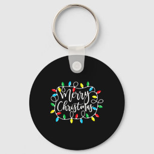 Funny Merry Christmas Lights Xmas Family Men Women Keychain