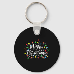 Funny Merry Christmas Lights Xmas Family Men Women Keychain