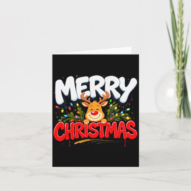 Funny Merry Christmas Reindeer Xmas Family Men &am Card (Front)
