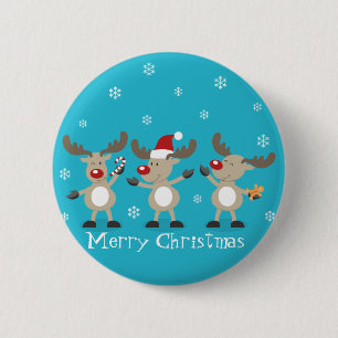 Funny Merry Christmas Reindeers 2 Inch Round Button