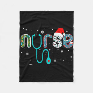 Funny Merry Christmas Santas Favourite Nurse Hat L Fleece Blanket