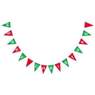 Funny merry Christmas Snow red and green Holiday Bunting Flags