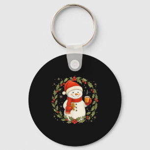 Funny Merry Christmas Snowman Coffee Gingerbread W Keychain