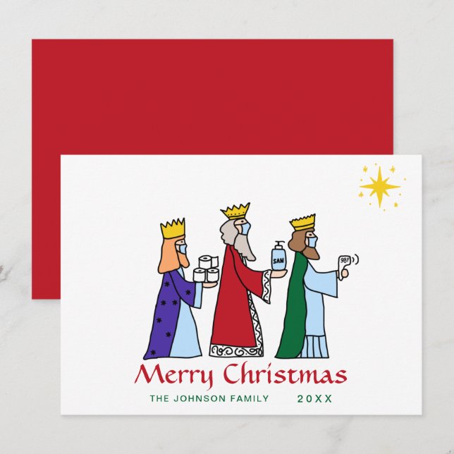 Funny Merry Christmas Three Kings Greeting Holiday Card (Front/Back)