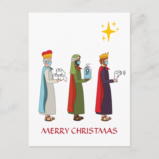Funny Merry Christmas Three Kings Greeting Postcard (Front)