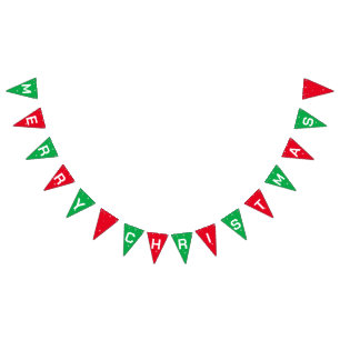 Funny merry Christmas Winter red and green Holiday Bunting Flags
