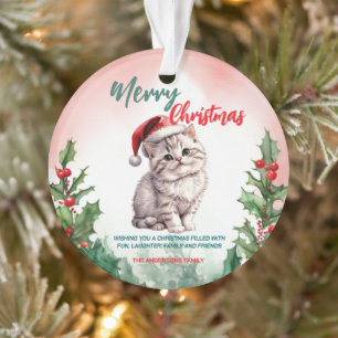 Funny Merry Christmas Wreath Cute Cat kitten Ornament