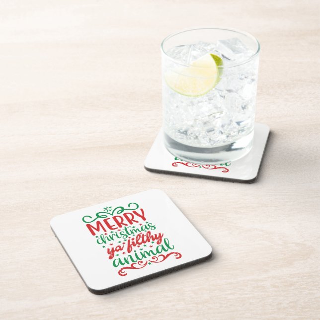 Funny Merry Christmas Ya' Filthy Animal Coaster (Right Side)