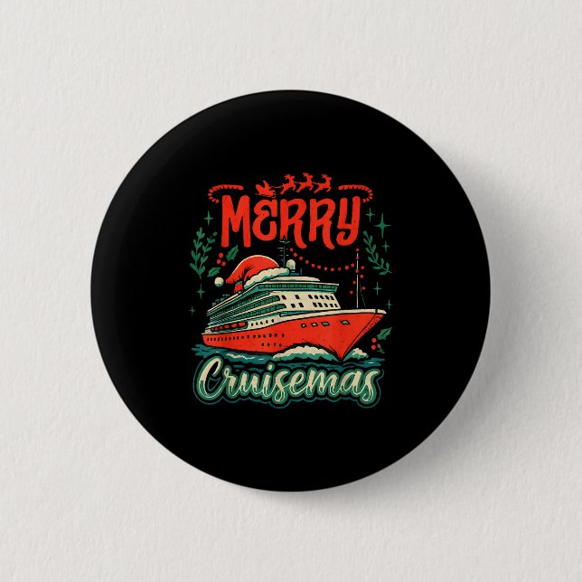Funny Merry Cruisemas Holiday Cruise Vacation  2 Inch Round Button (Front)