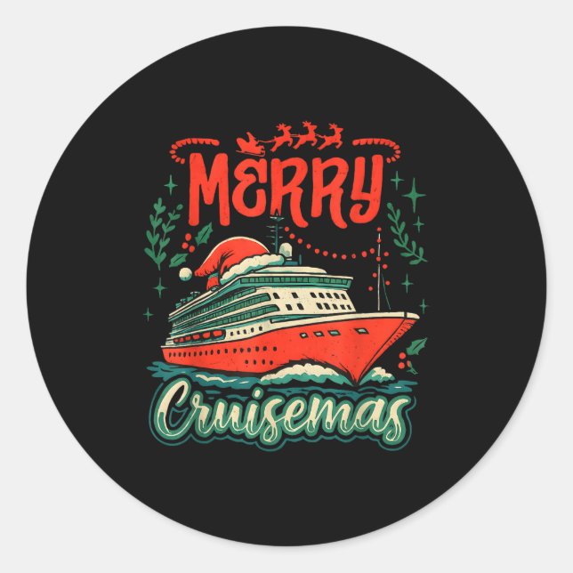 Funny Merry Cruisemas Holiday Cruise Vacation  Classic Round Sticker (Front)