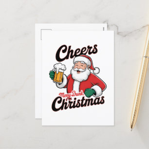 Funny Merry Drunk Christmas Holiday Postcard