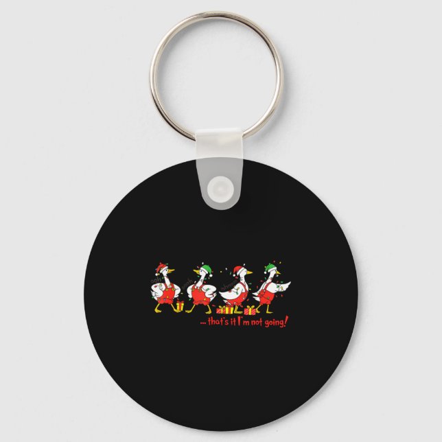 Funny Merry Duckmas Quackmas Pajama Duck Christmas Keychain (Front)