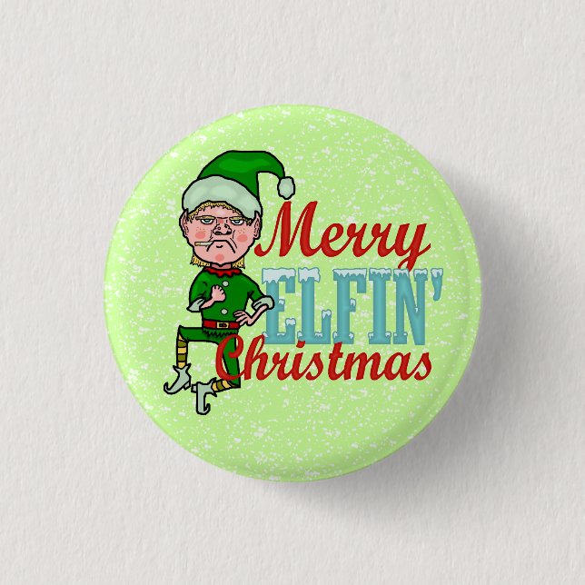 Funny Merry Elfin Christmas Bah Humbug 1 Inch Round Button (Front)