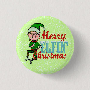 Funny Merry Elfin Christmas Bah Humbug 1 Inch Round Button