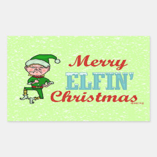 Funny Merry Elfin Christmas Bah Humbug Sticker