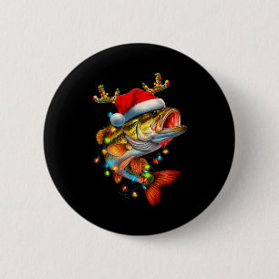 Funny Merry Fishmas B Fish Fishing Christmas Xmas 2 Inch Round Button