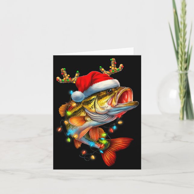 Funny Merry Fishmas B Fish Fishing Christmas Xmas  Card (Front)