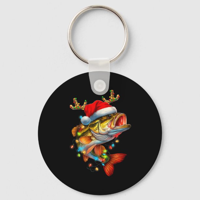 Funny Merry Fishmas B Fish Fishing Christmas Xmas  Keychain (Front)