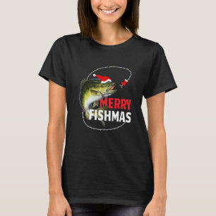 Funny Merry Fishmas Bass Fishing Fishermen T-Shirt