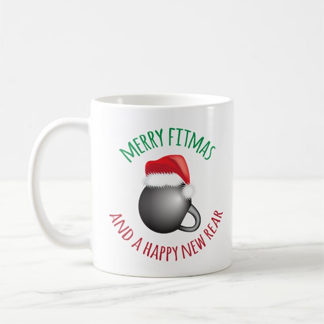 Funny Merry Fitmas and Happy New Rear Coffee Mug (Left)