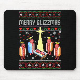 Funny Merry Glizzmas Hot Dogs Family Gro Ugly Chri Mouse Pad