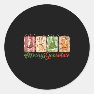 Funny Merry Goosemas Christmas Duck Silly Goose Me Classic Round Sticker