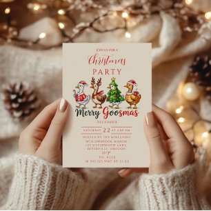 Funny Merry Goosmas Christmas Invitation