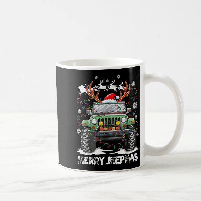 Funny Merry Jeepmas Ugly Light Reindeer Christmas  Coffee Mug (Right)