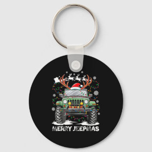 Funny Merry Jeepmas Ugly Light Reindeer Christmas  Keychain